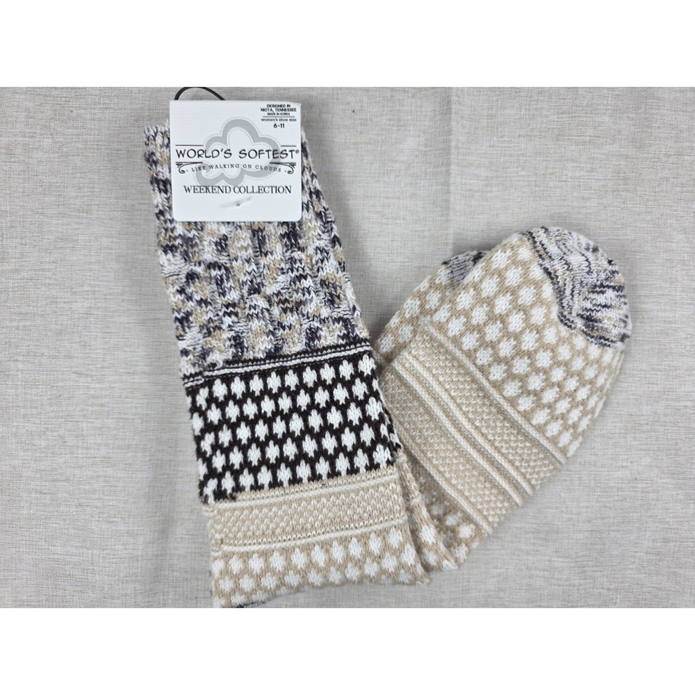 World's Softest Socks Weekend Gray & Beige Womens 6-11 Cookie Dough Multi